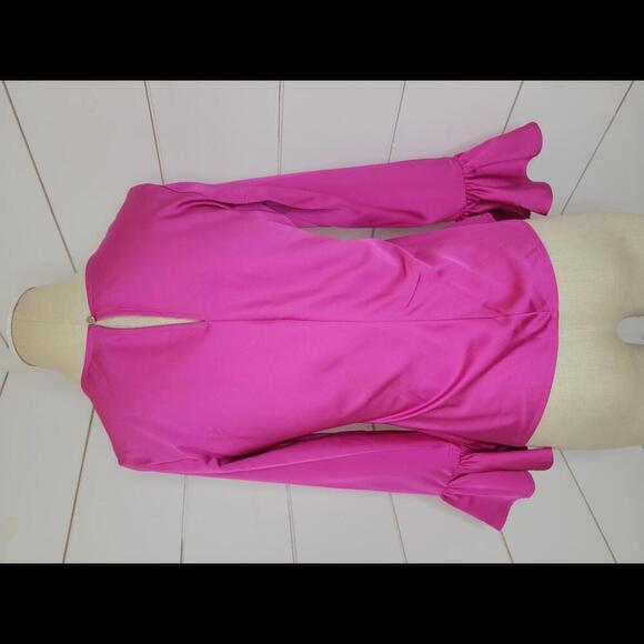 J Crew xs hot pink ruffled sleeve blouse - Picture 2 of 4